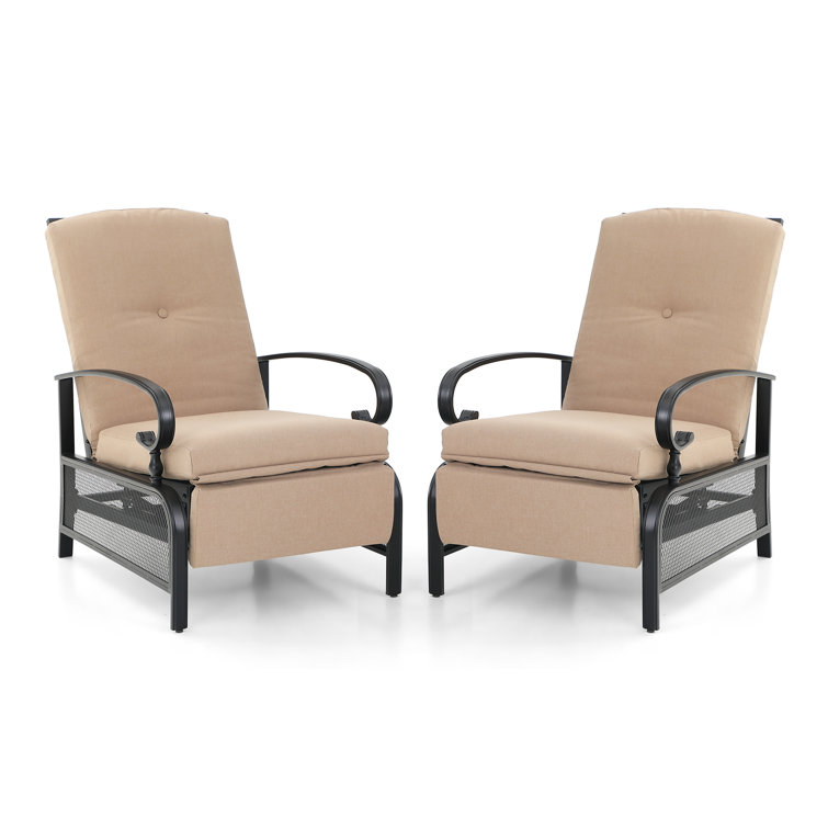 PHI VILLA Adjustable Patio Recliner Chair With Removable Cushion